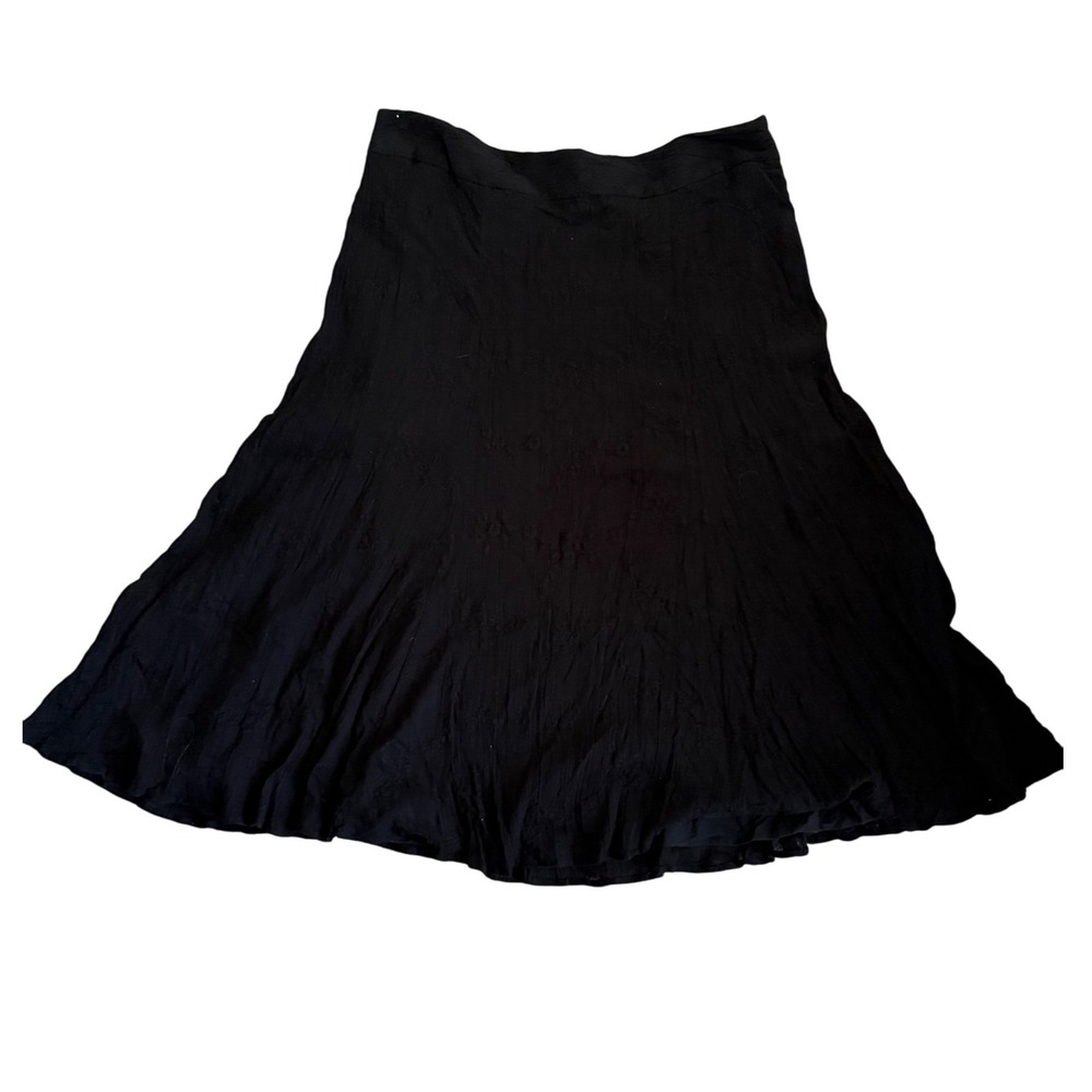 Geoffrey Beene Sport Black Embroidered Cotton Midi Skirt Womens Size 16